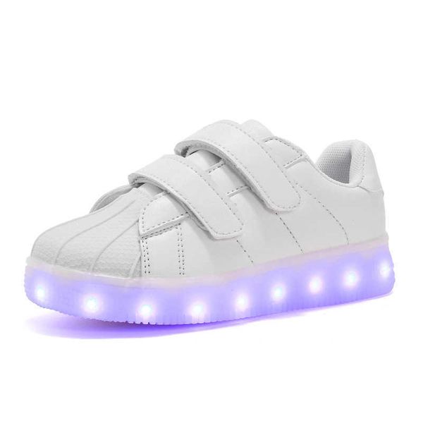 

athletic outdoor chargeable kids boys girls led shoes for boy girl new children luminous light up non-slip sneakers teens sports shoes size, Black