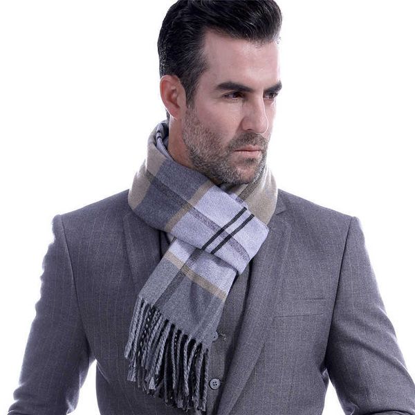 

scarves 190*30cm classic plaid men's scarf business warm winter pashmina for man scarves long tassels cashmere scarves bufanda hombre l, Blue;gray
