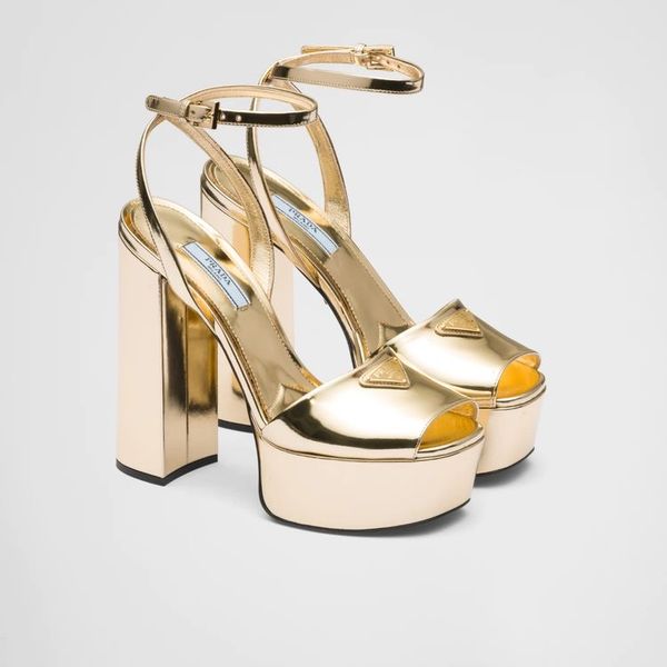 

raso plateau metallic peep-toe platform sandals high heels ankle logo plaque strap heeled pumps block heel sandal luxury designer shoes for, Black