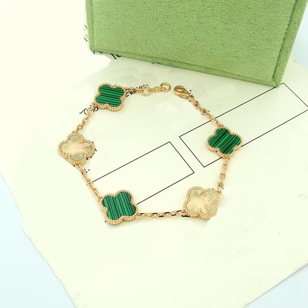 

van clover bracelet classic designer jewelry four leaf clover charm bracelets bangle chain 18k gold agate shell mother of pearl for women gi, Golden;silver