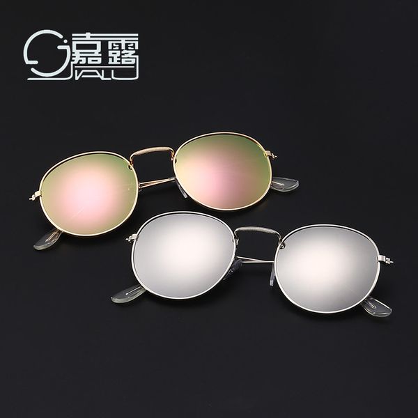 

New fashion sunglasses trendy same sunglasses men's and women's round face vintage sunglasses 3447 reflector