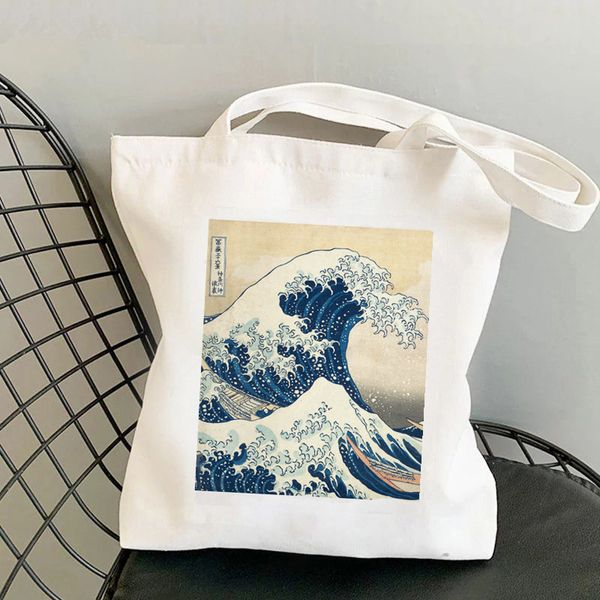 

shopping bags shopper the great wave of kanagawa printed tote bag women harajuku shopper handbag girl shoulder shopping bag lady canvas bag
