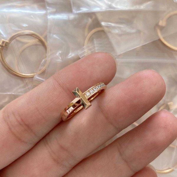 

original s925 sterling silver t1 ring yiyang qianxi cross shaped diamond plated thick gold lovers