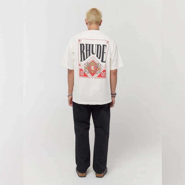 

rhude vintage card tee card printed short sleeve t shirt, White;black