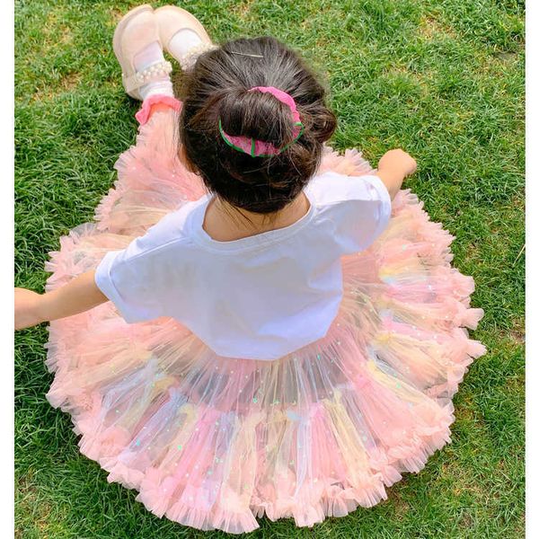 

skirts girls tutu skirt 2022 summer skirt new mesh short skirt princess party casual skirt baby casual skirt t230301, Blue