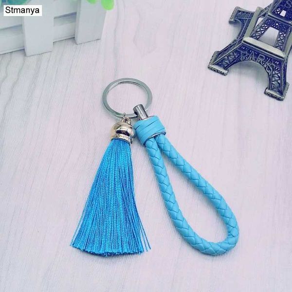 

key rings silk tassels key chain pu woven keychain new pu leather car keychains for women bag car key ring jewelry #16018 r230301, Slivery;golden