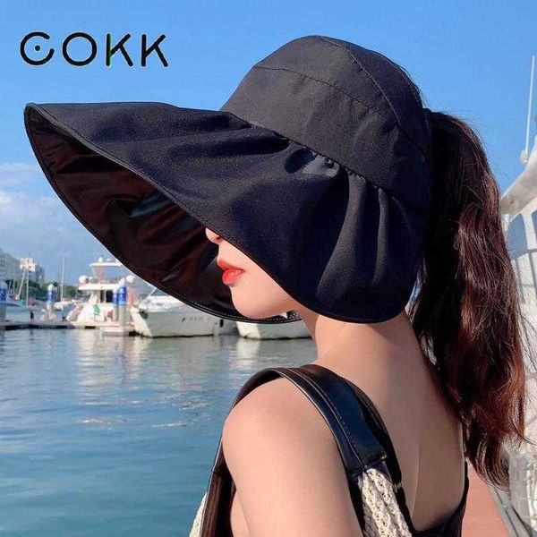 

wide brim hats cokk summer hat women butterfly printing big brim outdoor sunscreen uv protection foldable empty sun hat female travel beach, Blue;gray