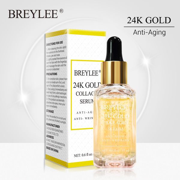 

set breylee 24k gold serum collagen essence anti-aging remove wrinkles face skin care lifting firming whitening repairing s, Black;white