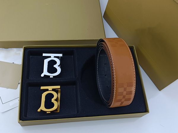 

men designers belts women waistband width 3.8cm double buckle reversible for double use genuine leather classical cowhide box, Black;brown