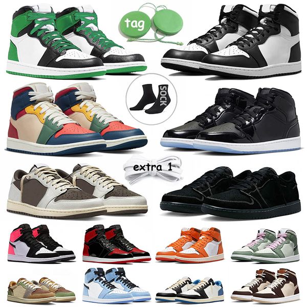 

jumpmans 1 1s high basketball shoes men women mid space jam black phantom low reverse mocha black leather sneakers