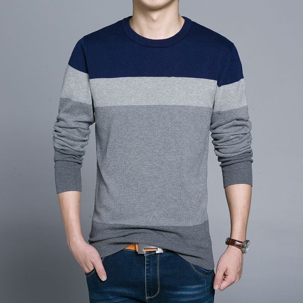 

men's sweaters 100% cotton grade designer fashion brand plain pullover striped knitted sweater men korean casual jumper clothes men 230, White;black
