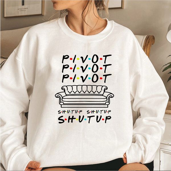 

women's hoodies sweatshirts pivot shut up sweatshirt friends tv show hoodie streetwear women ladies long sleeve casual female 230302, Black