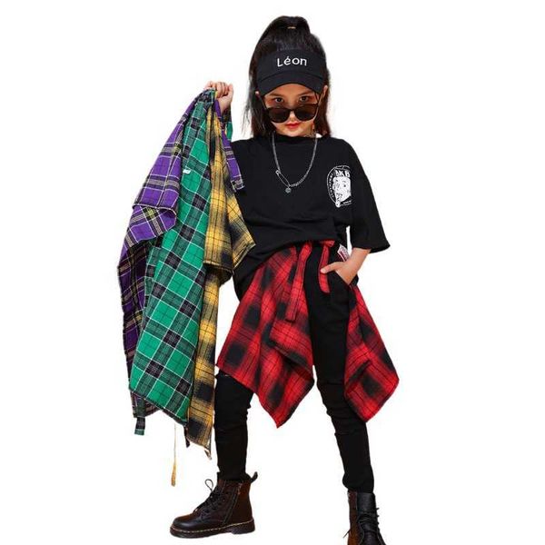 

skirts children's streetwear hip hop plaid apron skirts kids fashion casual asymmetry skirt for girl boys stage clothing costumes t2303, Blue