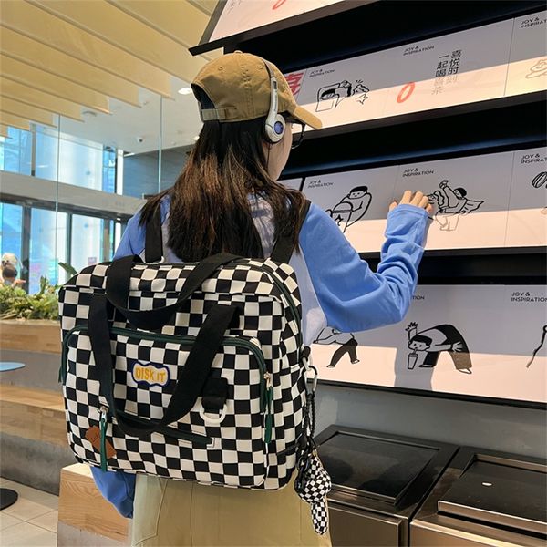 

school bags women cute backpack female student college bag girl badge multifunctional backpacks kawaii ladies waterproof nylon bag 230302