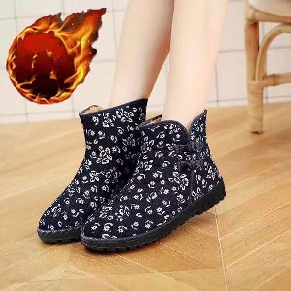 

new cotton boots woman winter thick fashion casual cloth shoes warm with velvet non-slip comfortable snow factory direct sale, Black