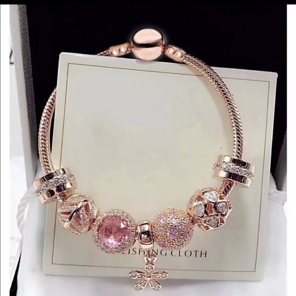 

925 sterling silver snake chain clasp bracelet cartoon european charm beads snowflake flower heart avenger travel dangle fits pandora charm, Golden;silver