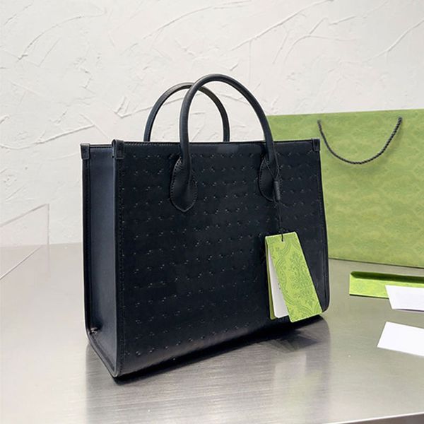 

leather tote shopping bag women handbag genuine leather fashion letters removable wide strap gold hardware interior zip pocket large capacit