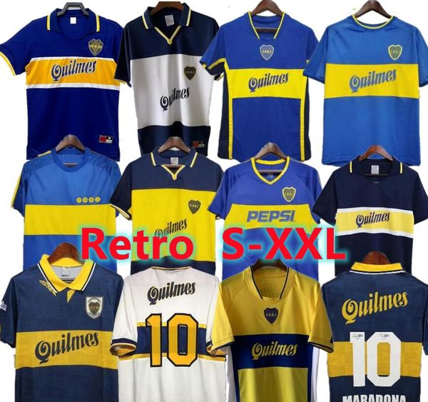 

boca 84 95 96 97 98 99 juniors retro soccer jersey maradona tevez caniggia riquelme 1997 2002 palermo football shirts maillot camiseta de fu, Black;yellow