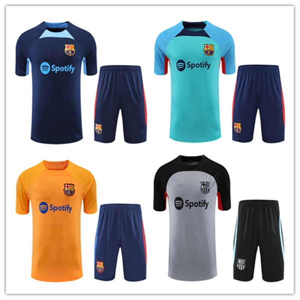 

2022 2023 barcelona men tracksuits soccer jersey training suit short sleeve shorts set 22 23 mens football polo shirt tracksuit jerseys sets, Black