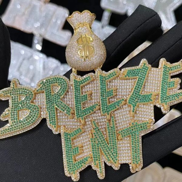 

fashion trendy custom name bling cz letters pendant with 3mm 24inch rope chain gold silver bling zirconia men hip hop jewelry
