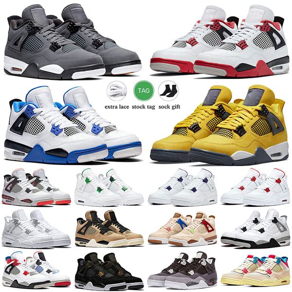 

outdoor basketball shoes 4 4s mens sneakers women trainers personality black cat white cement lightning metallic green eur 36-47