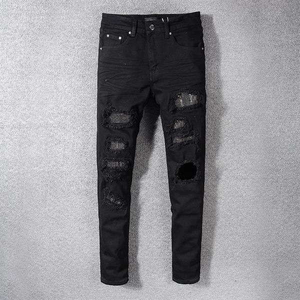 

new style mens designer jeans letter printed white denim pants fashion club clothing for male hip hop skinny jeans2545, Blue