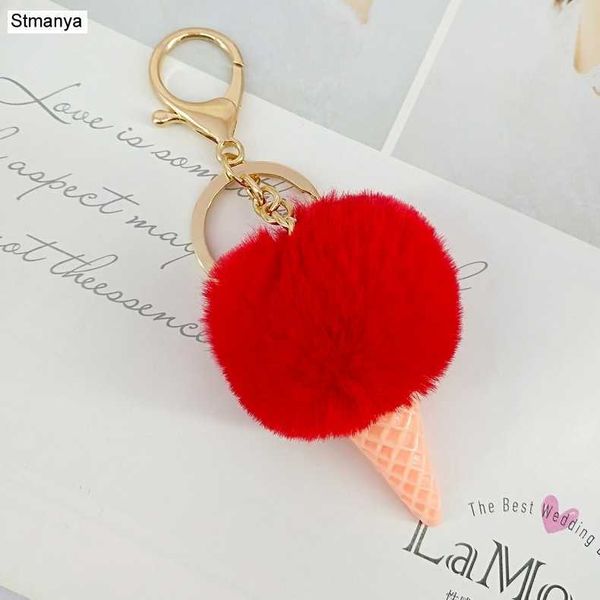 

key rings ice cream key chain 5cm faux fur pom pom keychain imitation rex rabbit hair ball key holder lovely bag charms accessories k1664 r2, Slivery;golden