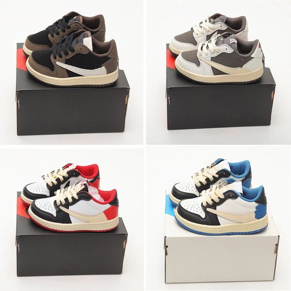 

kids shoes 1s low basketball shoe 1 boys sneaker designer pine game chicago mocha baby kid youth toddler infants trainers athletic size 24-3