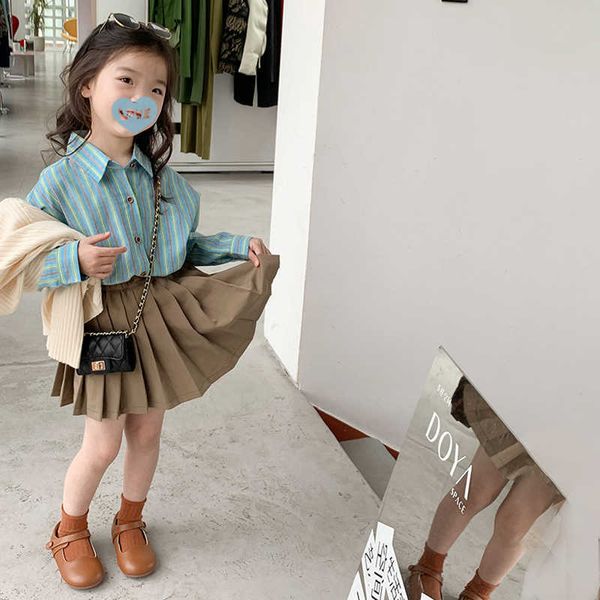 

skirts spring summer girls skirt toddler pleated skirt for baby kids skirt children clothes fashion solid preppy style 1-8y t230301, Blue