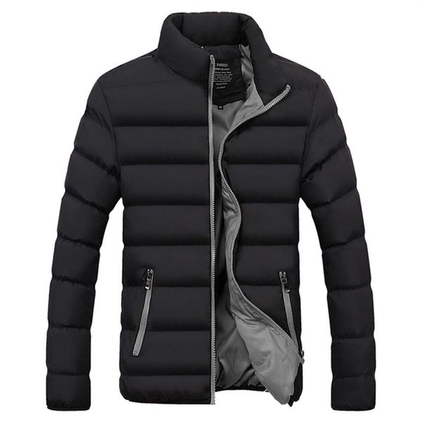 

2020 men jacket coat parka cotton padded spring winter jacket mens warm jacket solid color zipper thick coat men down parka 19212687, Black;brown