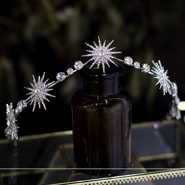 

wedding hair jewelry luxury bridal star headpieces crown s crystal headbands tiaras brides girls headwear accessories 230301, Slivery;golden