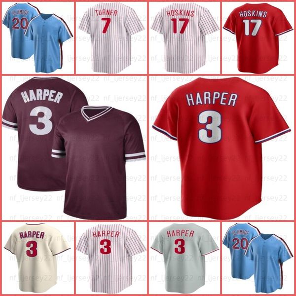 

3 baseball jersey bryce 7 trea turner harpe nick castellanos j.t. realmuto kyle schwarber matt strahm hoskins aaron nola alec bohm vierling, Blue;black