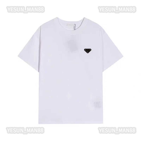 

summer designer luxury prad t shirt classic inverted triangle black label fashion printing mens and womens couple short sleeves round collar, White;black
