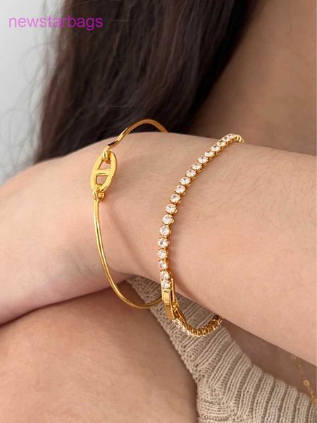 

designer herms bracelet for sale wind metal pig nose buckle simple and versatile light luxury premium feel gold plated handicraft female, Golden;silver