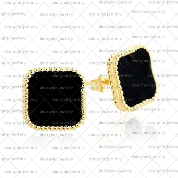 

4/four leaf clover earings 14k real gold earring holder organizer wedding tiny stud gold hoop for piercing rhinestone agate shell mother&#03, Golden;silver