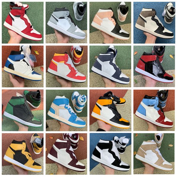 

jumpman jorden 1s jorda 1 basketball shoes boot mens women retro high og starfish fearless unc chicago university blue bred tan gum obsidian, Black