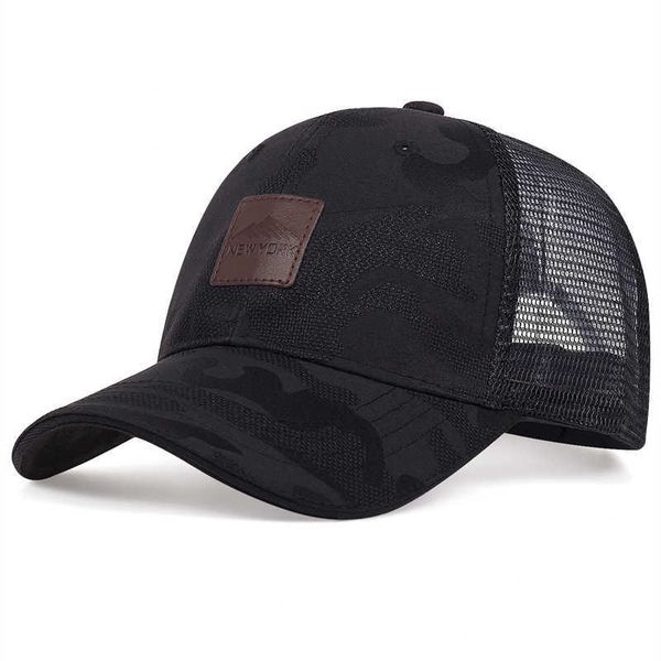 

ball caps summer baseball cap leather label letter hip hop caps for men visor hat breathable camouflage mesh cap for women gorras r230220, Blue;gray