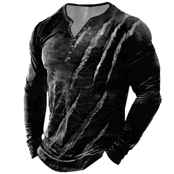 

men's t-shirts paw print button-down t-shirts for men imitation cotton spring autumn hip hop long sleeve casual loose men clothing eu, White;black