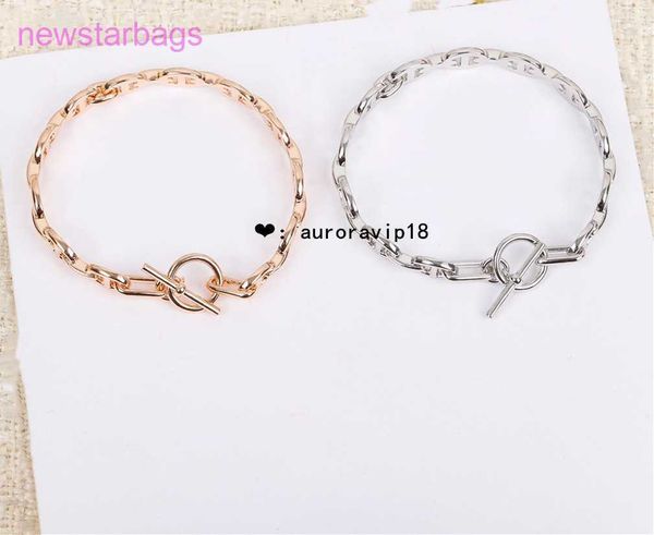 

designer herms bracelet for sale aurora jewelry versatile light luxury simple chain with diamond pig nose fried dough twists sterling silver, Golden;silver