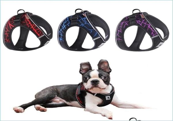 

Dog Collars Leashes Puppy Cat Harness Strap No Pl Dog Adjustable Reflective Pet Collar Walking Mesh Vest For Small Medium S Drop D9036633
