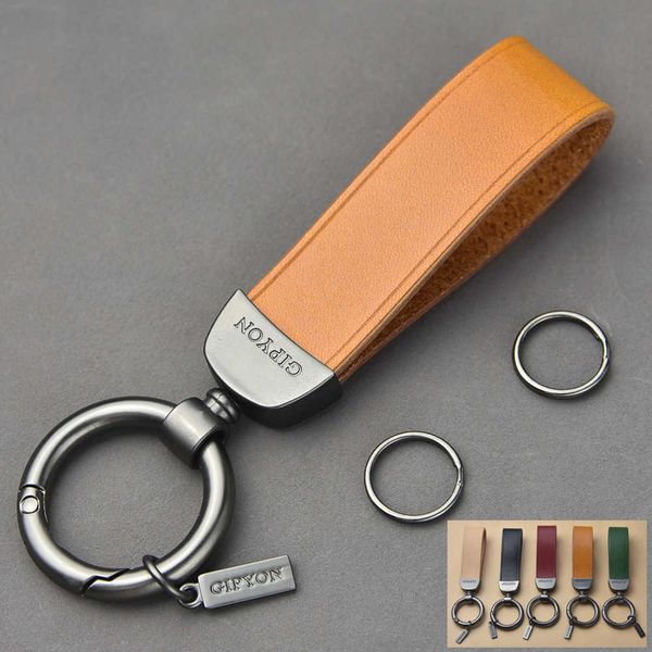 

key rings automobile hanging ornament keychain genuine leather key chain vegetable tanned leather metal keychain for men diy fashion gift r2, Slivery;golden