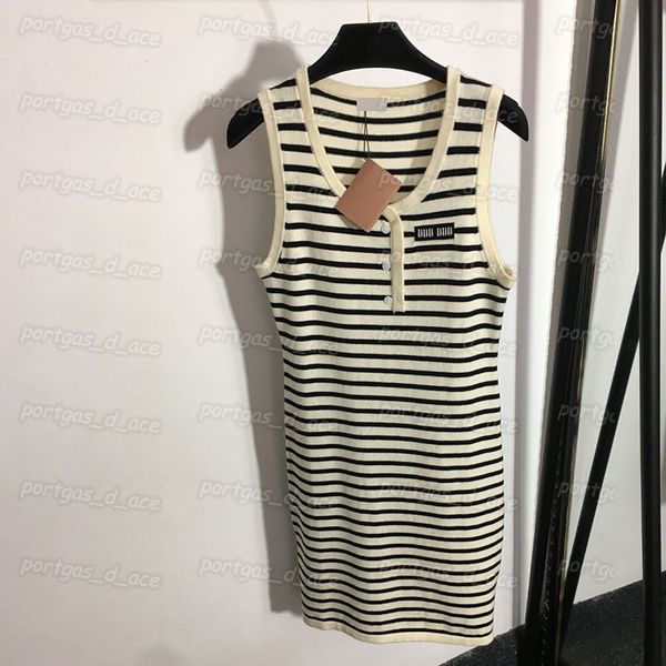 

women vest dress striped knit sleeveless tank dress spring summer street style dress, Black
