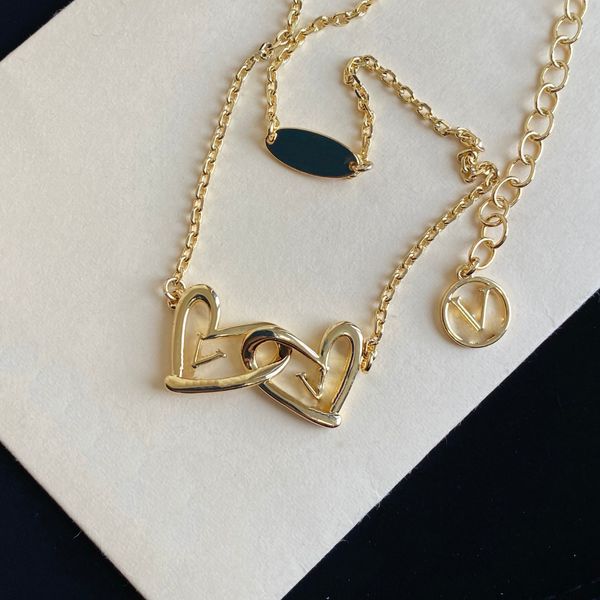 

2023 designer double love necklace gold necklace party gift jewelry, Silver