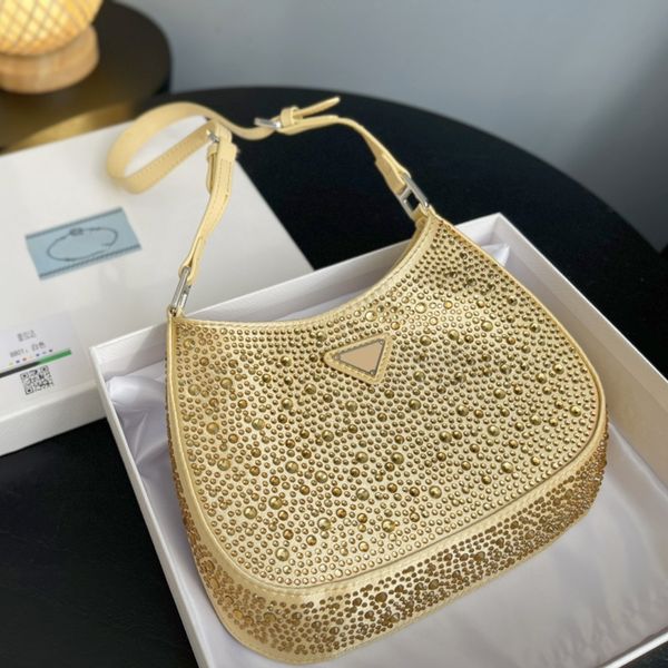 

27cm designers women bags luxury briefcases brand nylon envelope bag fashion purses shell bag covered with diamond crystal p triangle ppdda