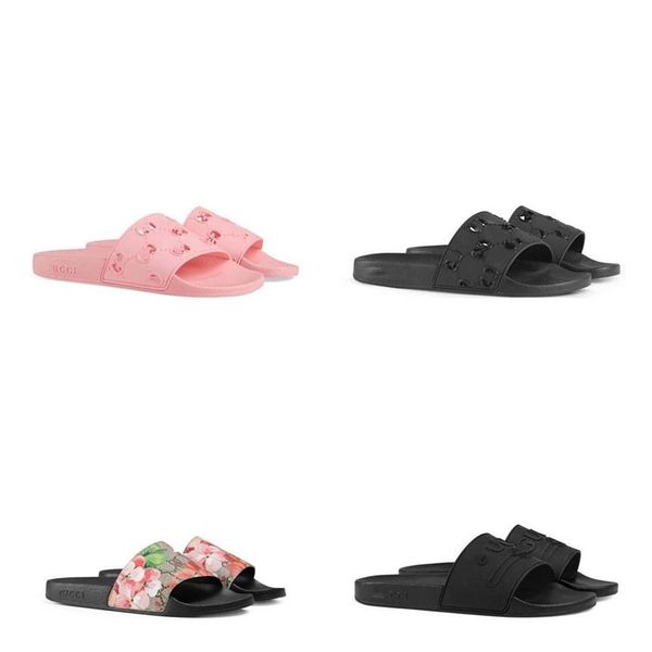 

women's sandals fashion summer men's flat slippers indoor shoes embossed pattern code 36-45 with box282p, Black