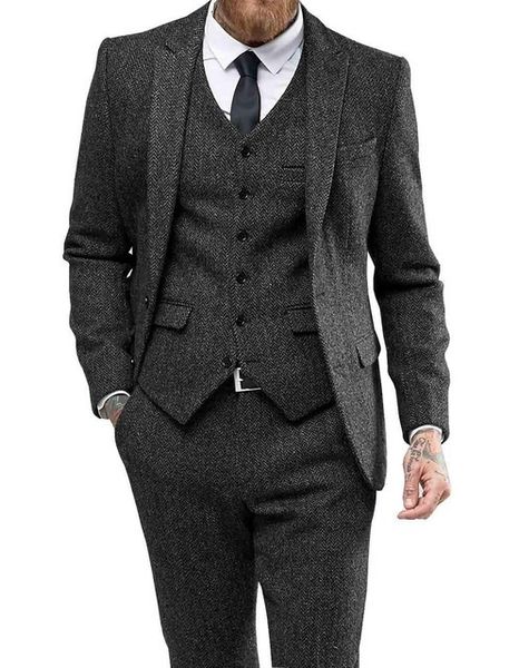 

men's suits blazers men's suits 3 pieces grey white herringbon lapel fit casual formal business groomsmen tuxedos for wedding blaz, White;black