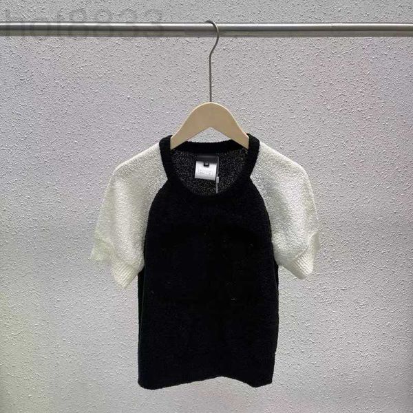 

women's sweaters designer 2023 spring summer crew neck short sleeve fashion milan runway brand same style 0220-3 adgo, White;black