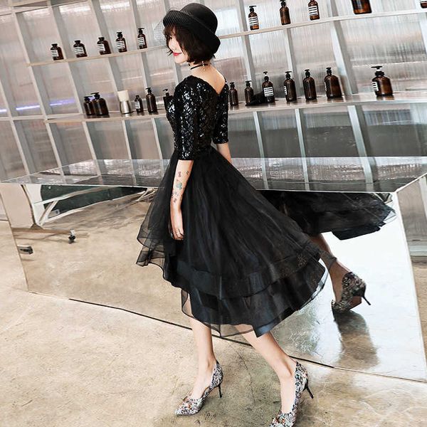 

women's clothing runway dresses evening women's spring black short annual meeting host banquet art examination temperament dresses, Black;gray