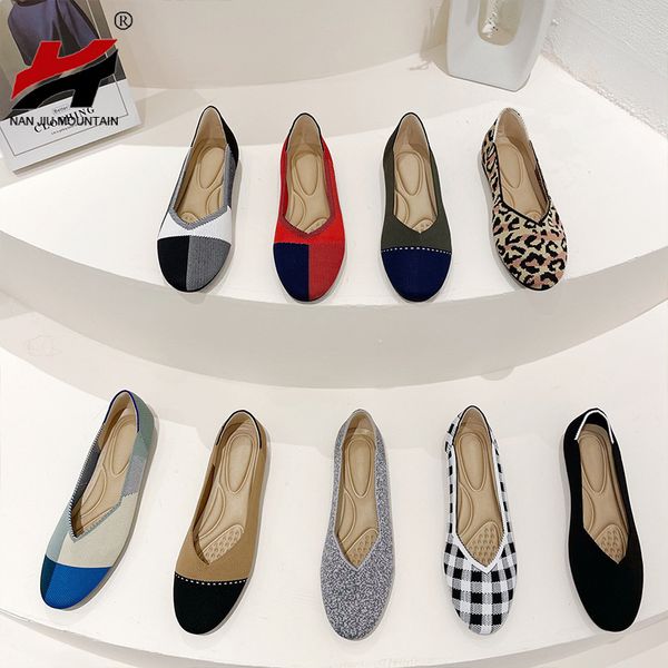 

dress shoes flat women round toe single weave egg roll spring autumn comfortable sole 9 colors plus size 43 230303, Black