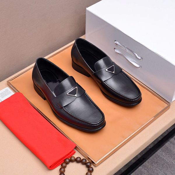 

2023 mens party wedding dress shoes designer business oxfords male fashion genuine leather formal brand work flats size 38-44, Black